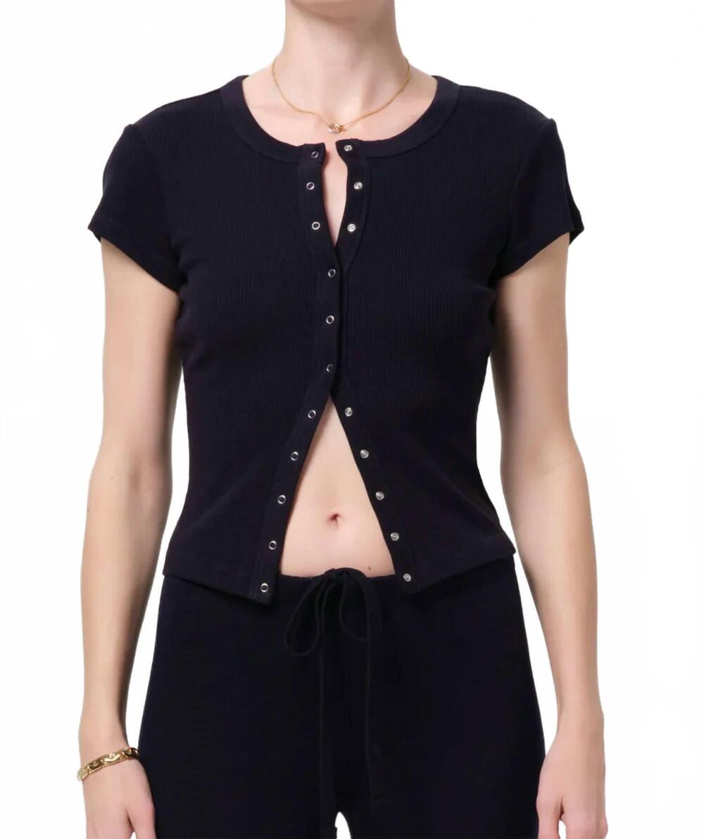 NEW CITIZENS OF HUMANITY tabi short sleeve cardigan in navy